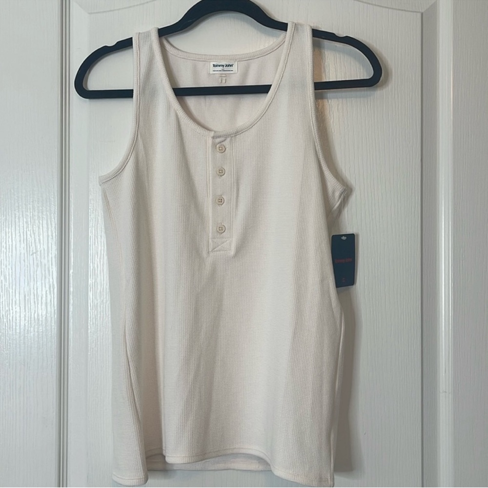 Tommy John Loungewear Waffle Lounge Tank Top Pastel Parchment Size Small